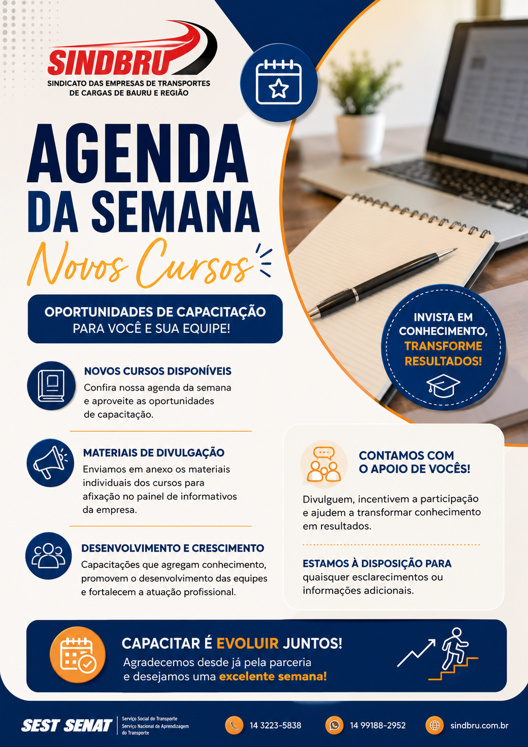 Foto da notícia Agenda da Semana | Cursos SEST SENAT